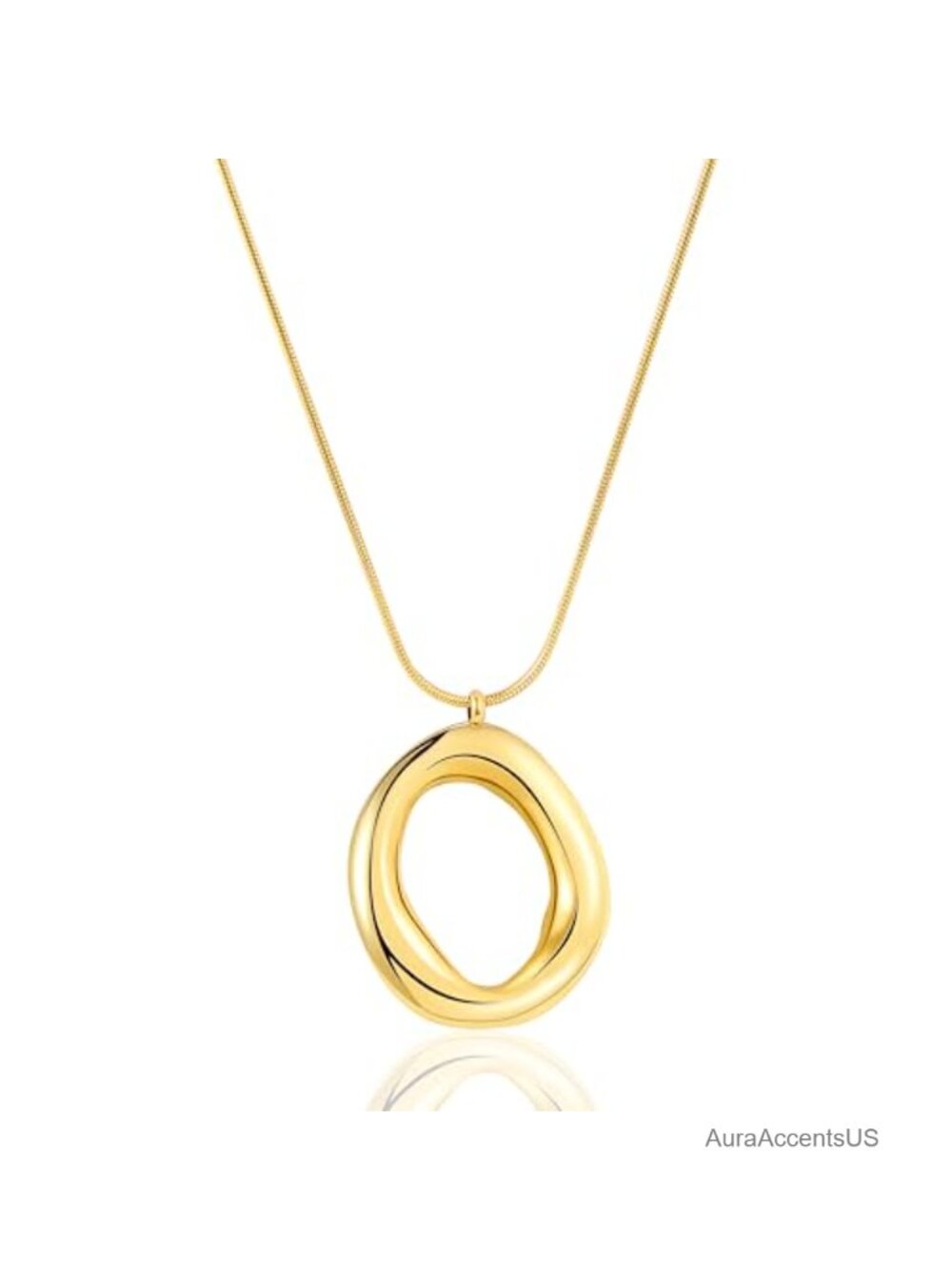 18K Gold Plated Irregular Pendant Chunky Statement Necklace for Women